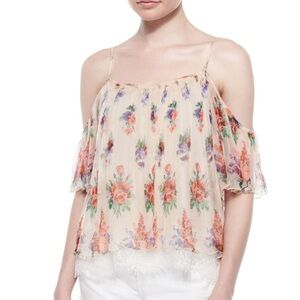Love Sam Cold shoulder pink floral flowy top